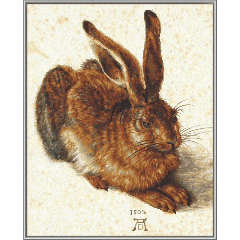 Картина для раскрашивания по номерам Заяц по мотивам Альбрехта Дюрера, 40 х 50 см.  